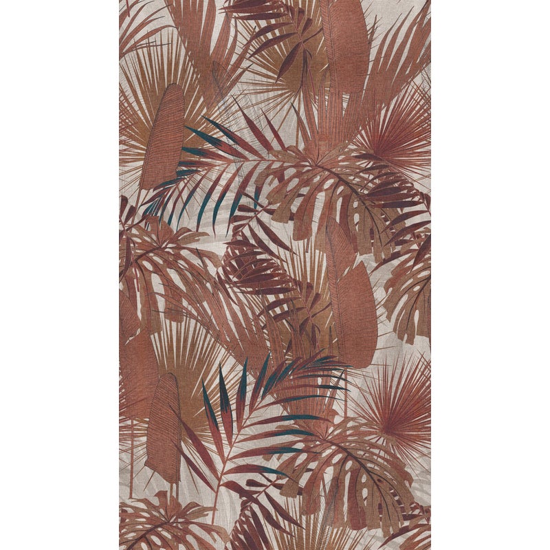 Tapeta motyw dżungli terakotaIbeżowym - 53 cm x 10.05 m - LIVINGWALLS