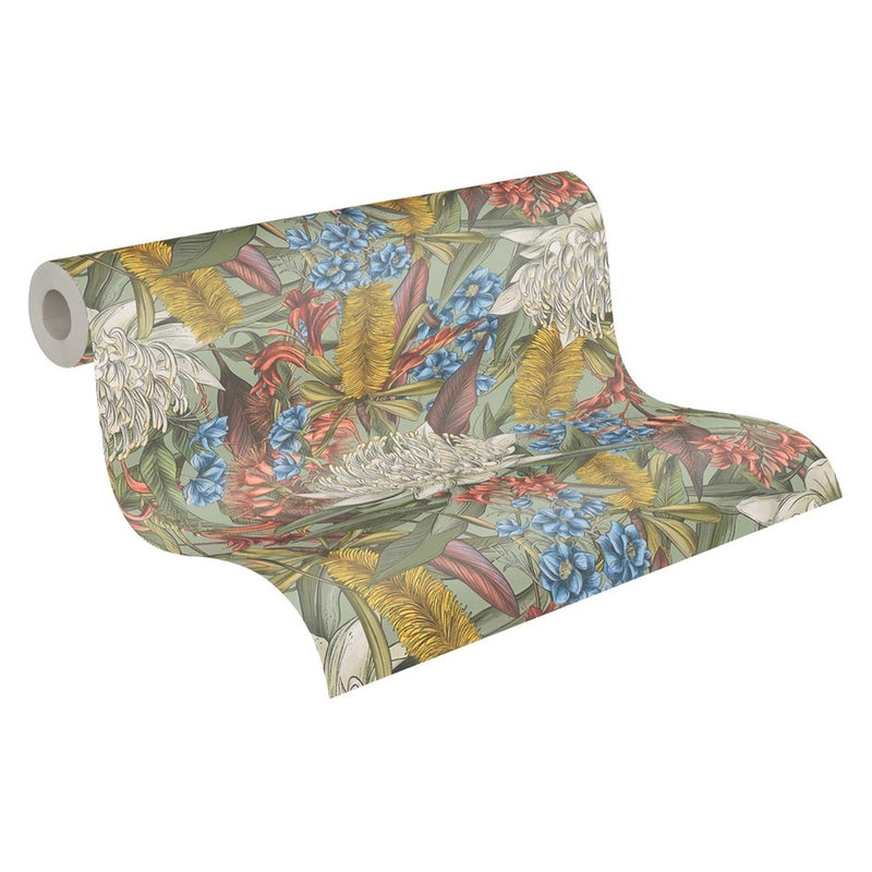 Tapeta kwiaty w wielu kolorach,zielonym,żółtym,niebieskimIczerwonym - 53 cm x 10.05 m - LIVINGWALLS