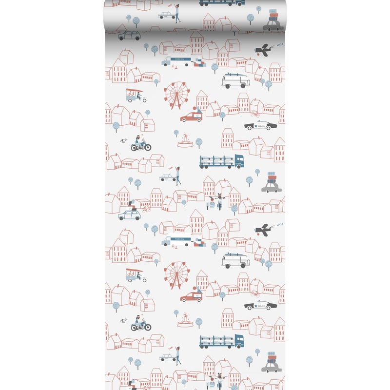 Tapeta samochody terakotaIjasnoszarym - 53 cm x 10 m - SANDERS & SANDERS