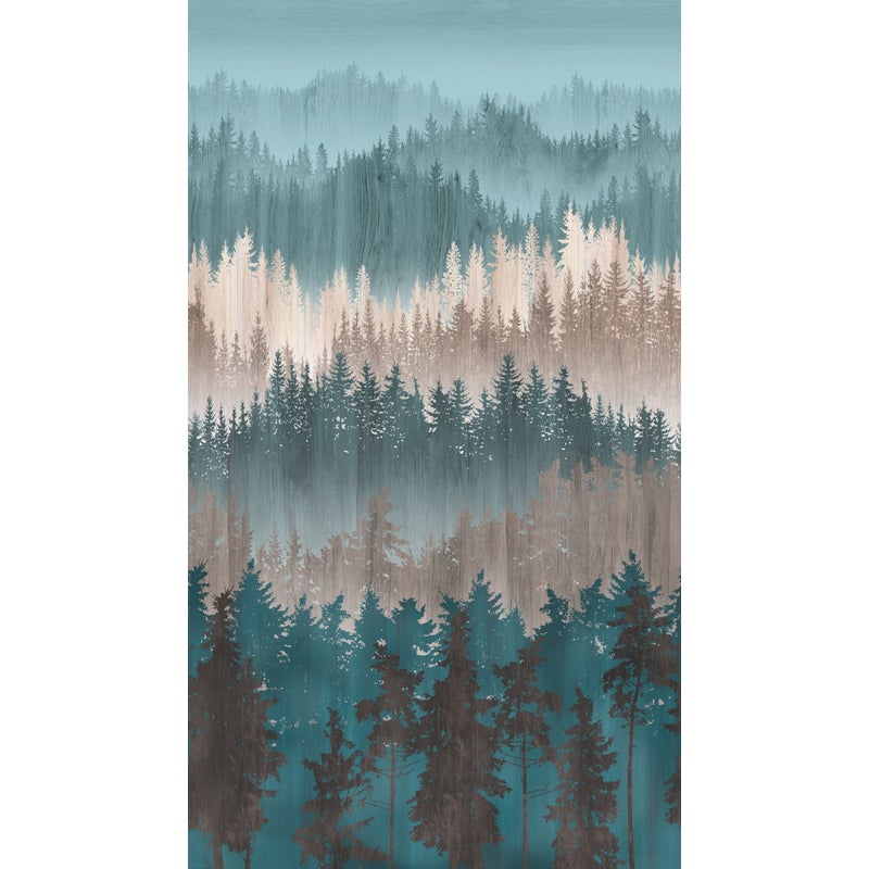 Tapeta drzewa niebieskim,brązowym,beżowymIpetrol blue - 53 cm x 10.05 m - LIVINGWALLS