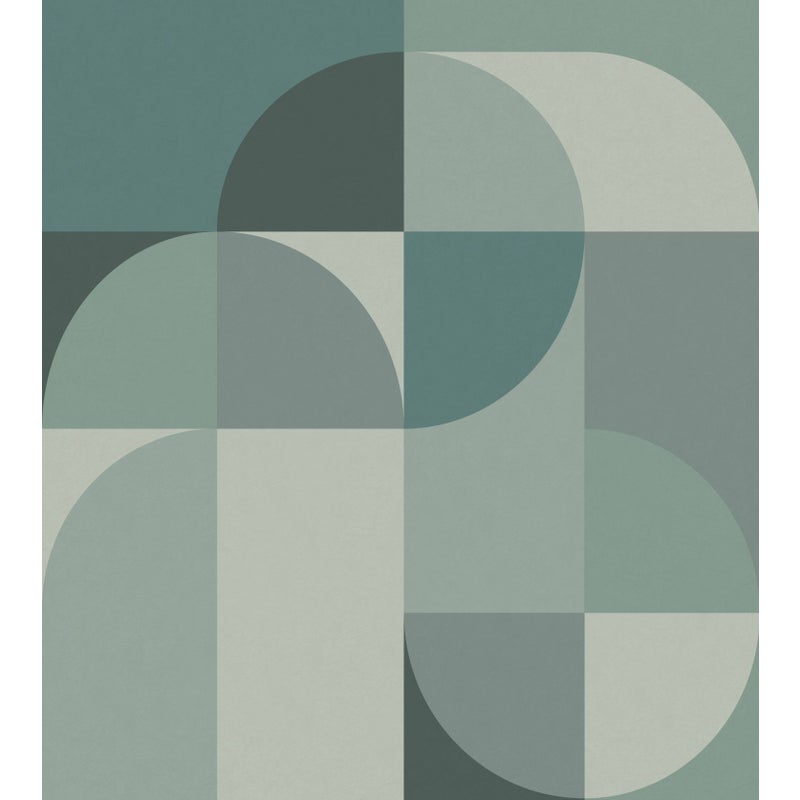 Fototapeta koła w stylu Bauhaus szaro-turkusowym - 250 x 279 cm - ORIGIN