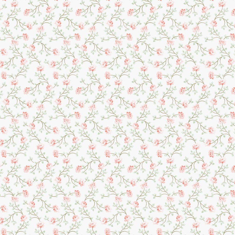 Tapeta kwiaty jasnego różu,białymIzielonym - 53 cm x 10 m - SANDERS & SANDERS