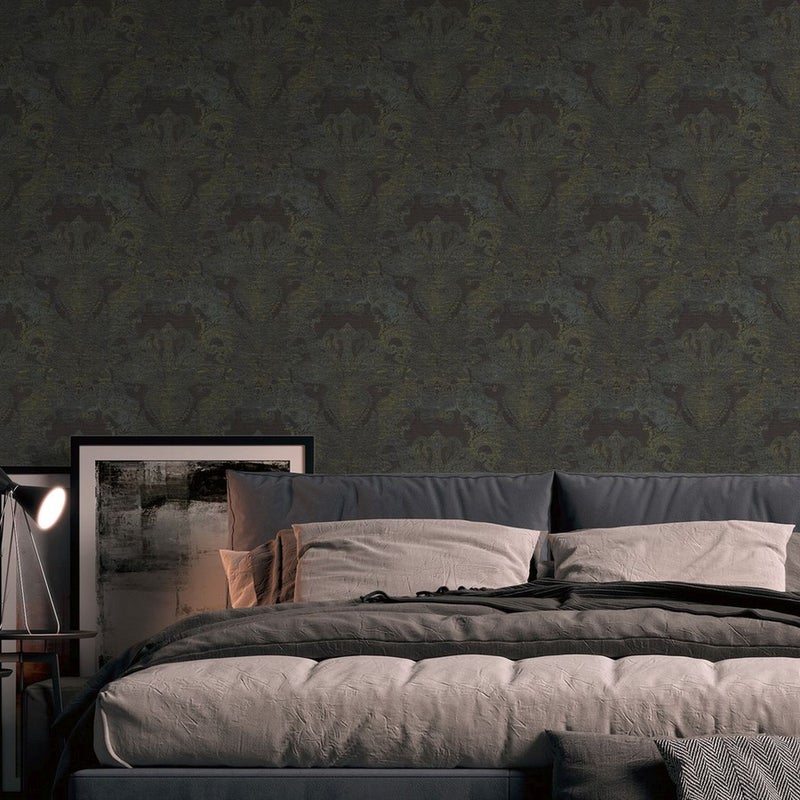 Tapeta ozdoby czarnym,niebieskim,żółtymIzłotym - 53 cm x 10.05 m - LIVINGWALLS