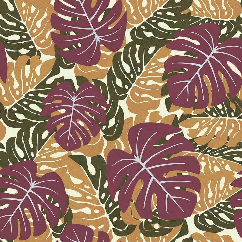 Tapeta liście palmowe terakota - 53 cm x 10 m - WALLS4YOU