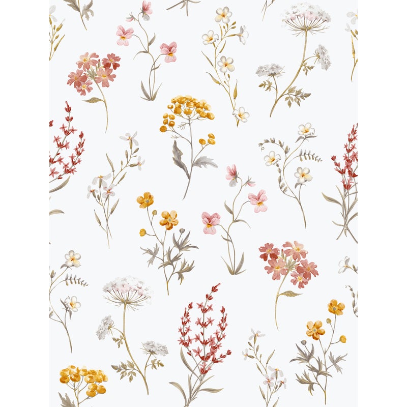 Tapeta kwiaty białym,terakotaIżółtym - 53 cm x 10 m - SANDERS & SANDERS