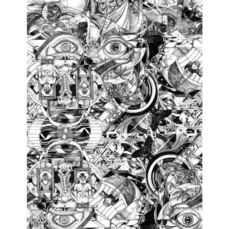 Tapeta surrealistyczny motyw czarnymIbiałym - 53 cm x 10 m - WALLS4YOU