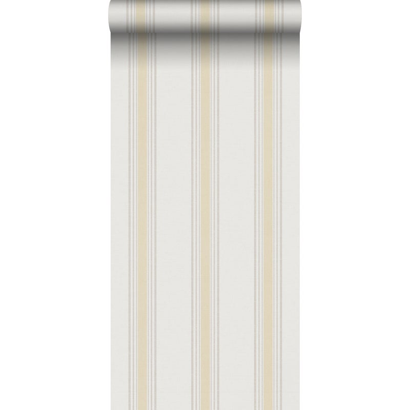 Tapeta paski żółtymIbeżowym - 53 cm x 10 m - SANDERS & SANDERS