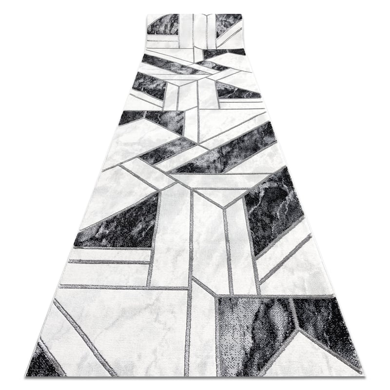 Chodnik EMERALD ekskluzywny 81953 glamour, stylowy geometryczny czarny / srebrny 100 cm 100x420 cm