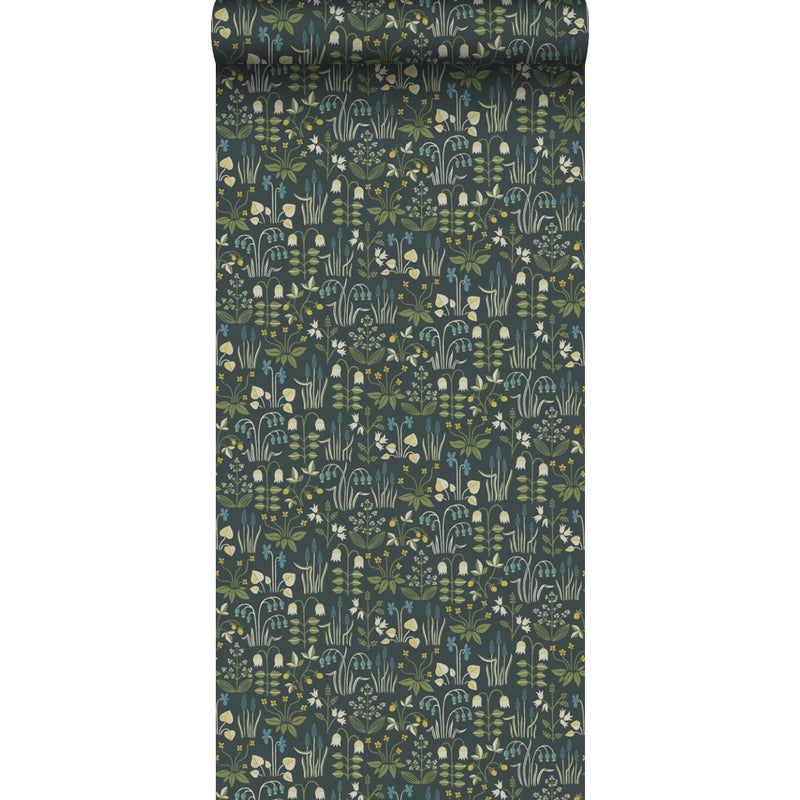 Tapeta kwiaty czarnym - 53 cm x 10.05 m - BORASTAPETER