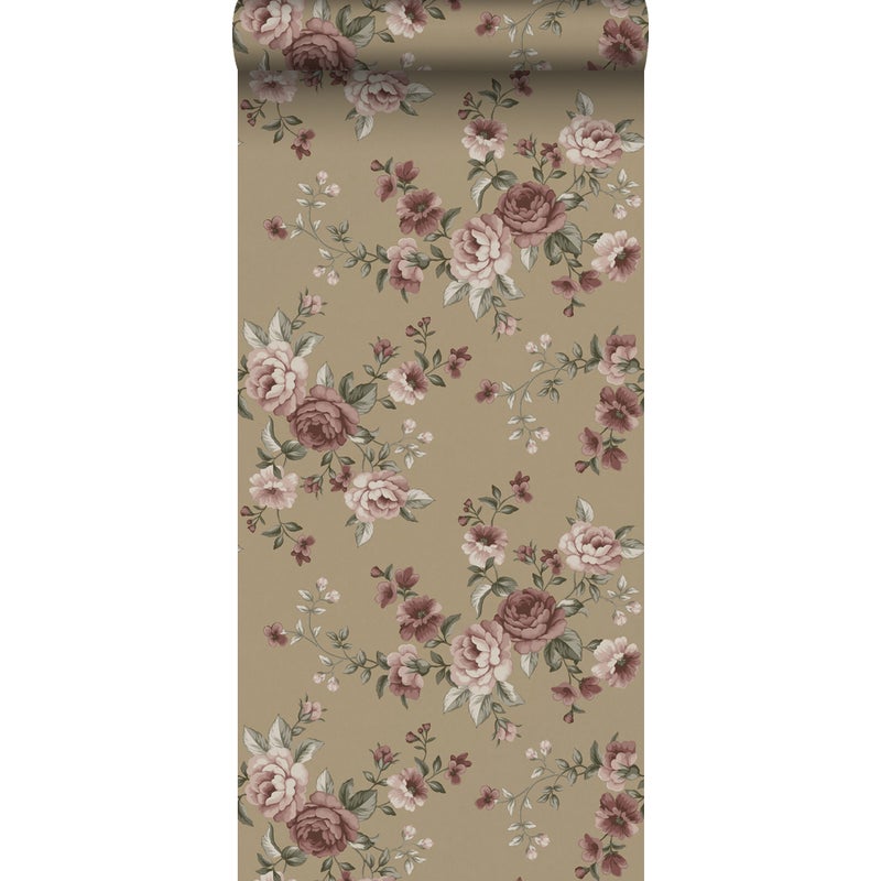 Tapeta kwiaty brązowym - 53 cm x 10.05 m - BORASTAPETER