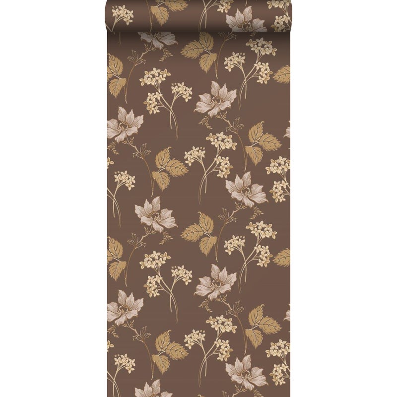 Tapeta kwiaty brązowym - 53 cm x 10.05 m - BORASTAPETER