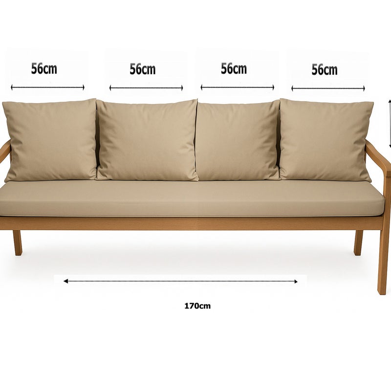 Poduszka ogrodowa na ławkę 170x60x50cm poduszka na meble ogrodowe beżowa, poduszka na balkon taras, poducha ogrodowa na huśtawkę