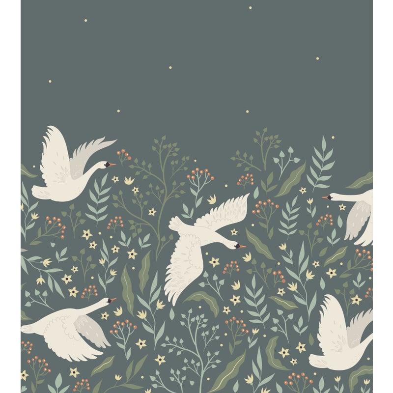 Fototapeta łabędzie szaro-niebieskimIbiałym - 250 x 279 cm - ESTAHOME