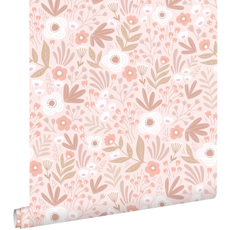 Tapeta kwiaty jasnego różu - 50 x 900 cm - ESTAHOME