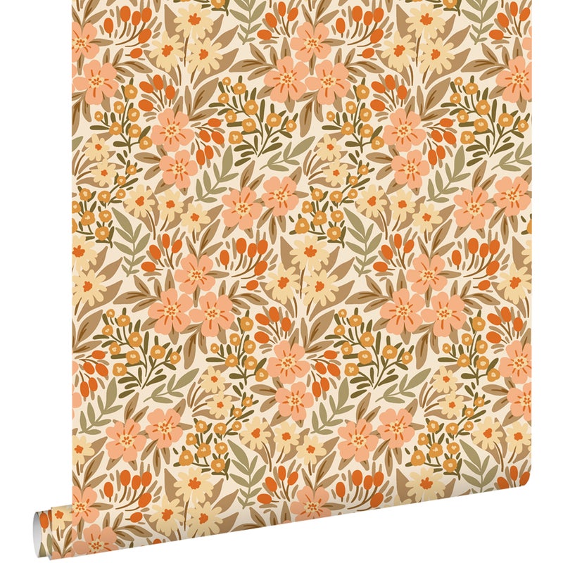 Tapeta kwiaty terakota - 50 x 900 cm - ESTAHOME
