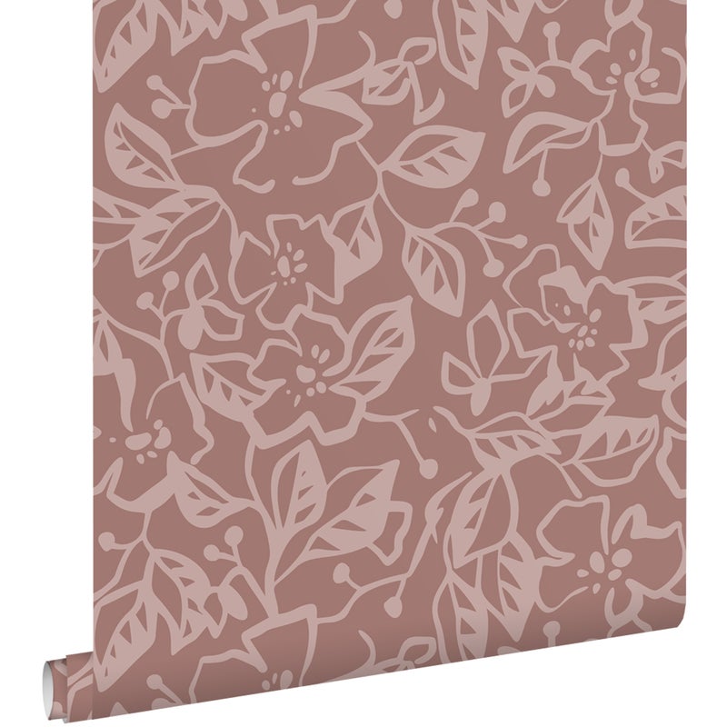 Tapeta liście i kwiaty fioletowego mauve - 50 x 900 cm - ESTAHOME