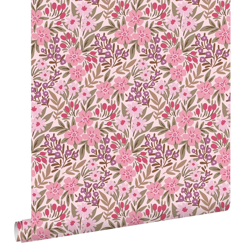 Tapeta kwiaty fioletowymIróżowym - 50 x 900 cm - ESTAHOME