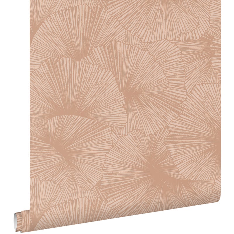 Tapeta Motyw liści 3D terakoty różowej - 53 cm x 10.05 m - ESTAHOME