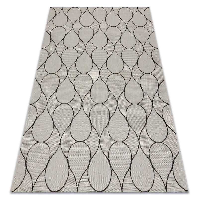 Dywan SZNURKOWY SIZAL FLAT 49379960 Krople krem / czarny 160x230 cm