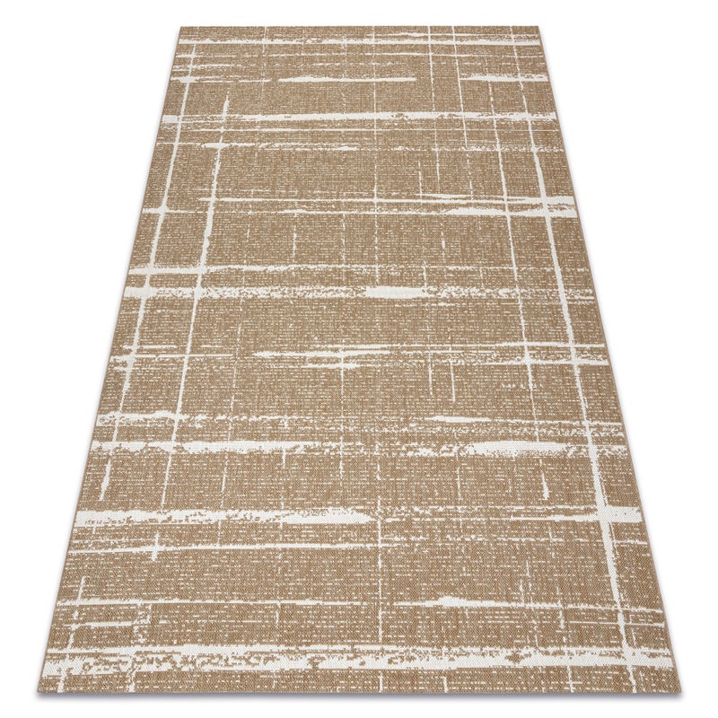 Dywan sizal FLAT 48965265 Kratka, vintage - beż naturalny kolor słomkowy, sznurkowy 140x200 cm