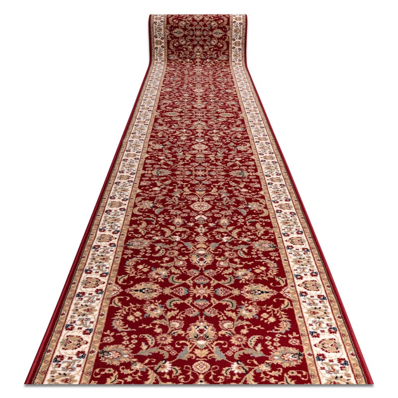 Chodnik NAIN wełniany Ornament, kwiaty 144 51066 bordo / beż 80cm 80x1200 cm