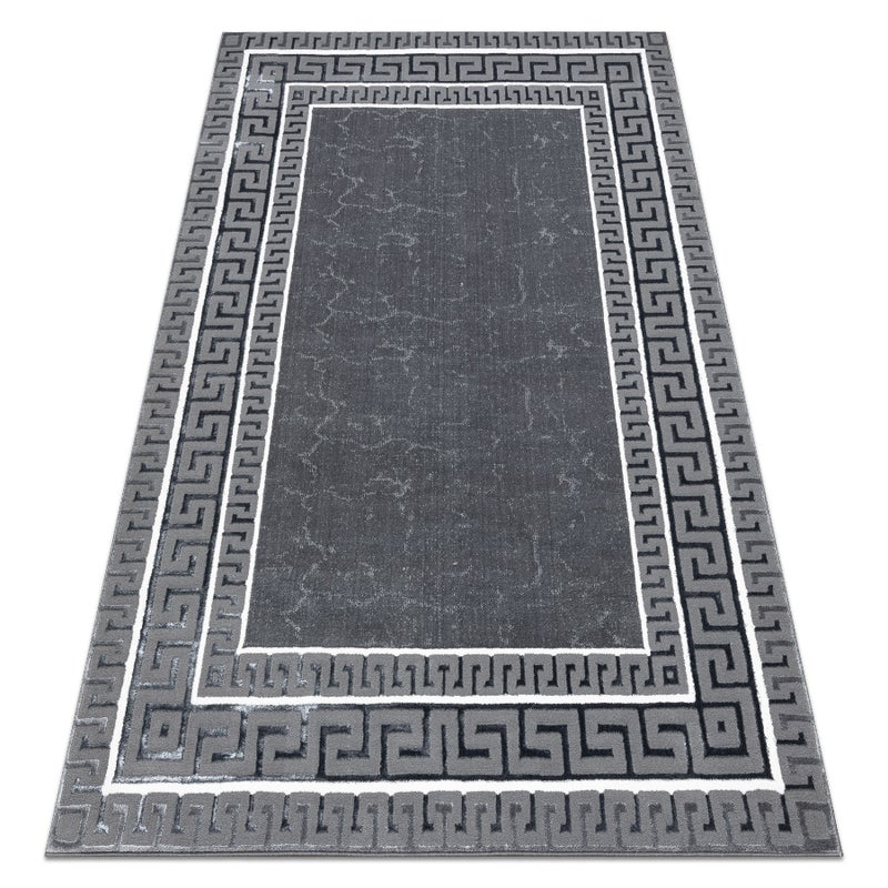 Dywan ALLURE 1960 Grecki klucz, ramka - Strukturalny, stylowy, glamour szary 160x220 cm