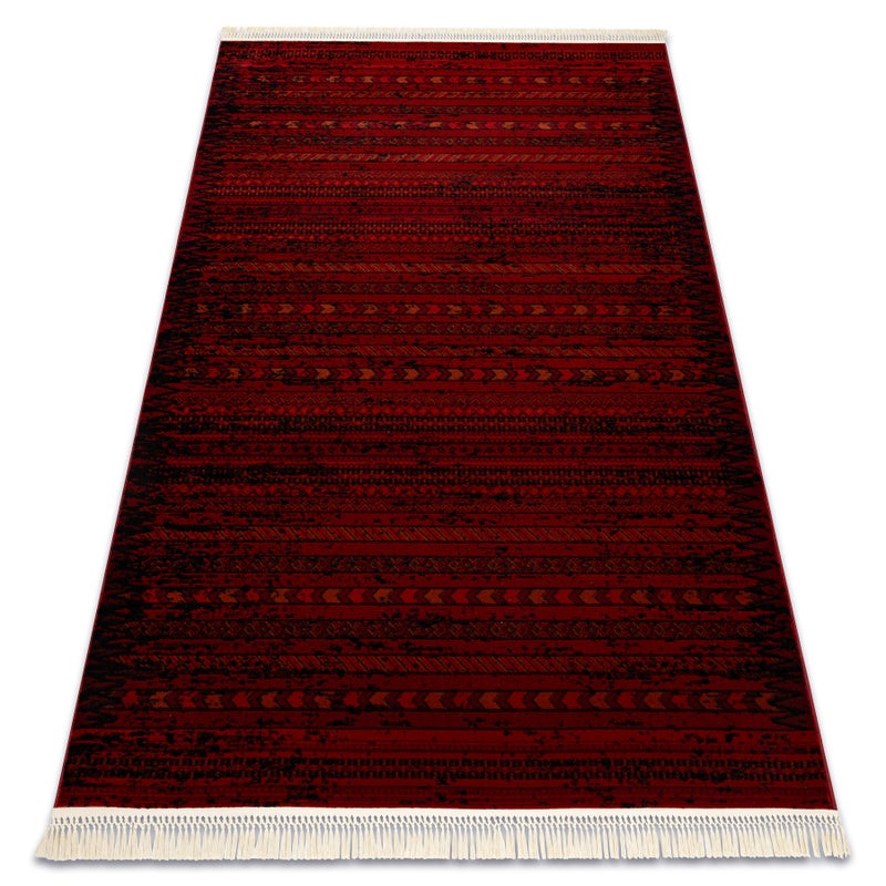 Dywan ORIENT 5820 bordo / czarny Orientalny, pasy z frędzlami 100x200 cm