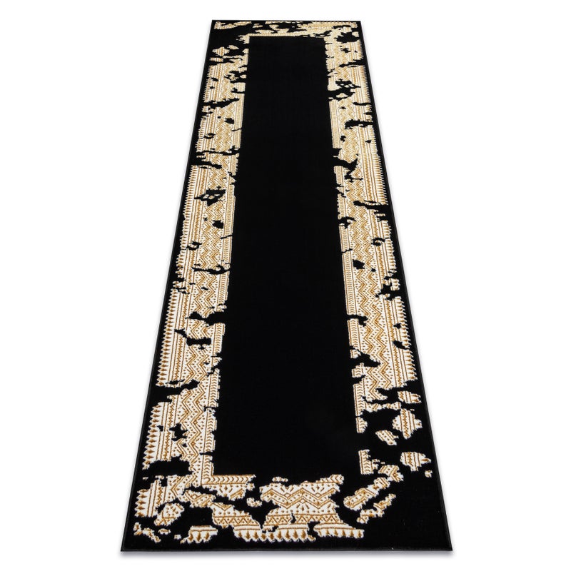 Dywan, chodnik ALLURE 1965 Ramka - Strukturalny, stylowy, glamour czarny / złoty 60x200 cm