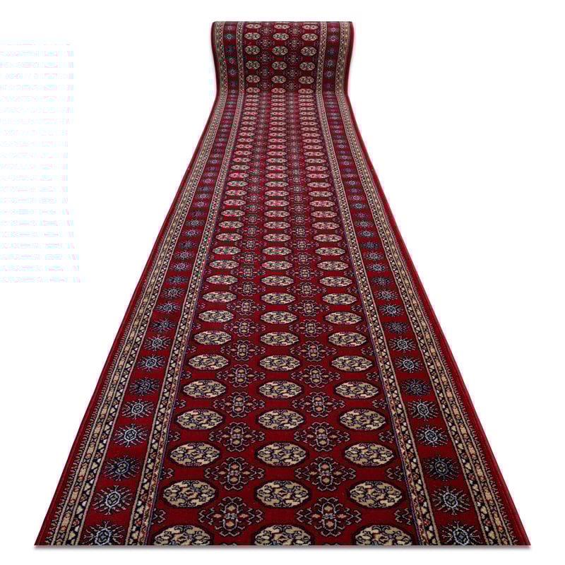 Chodnik NAIN wełniany Rozeta 6177 51066 bordo / beż 80cm 80x750 cm