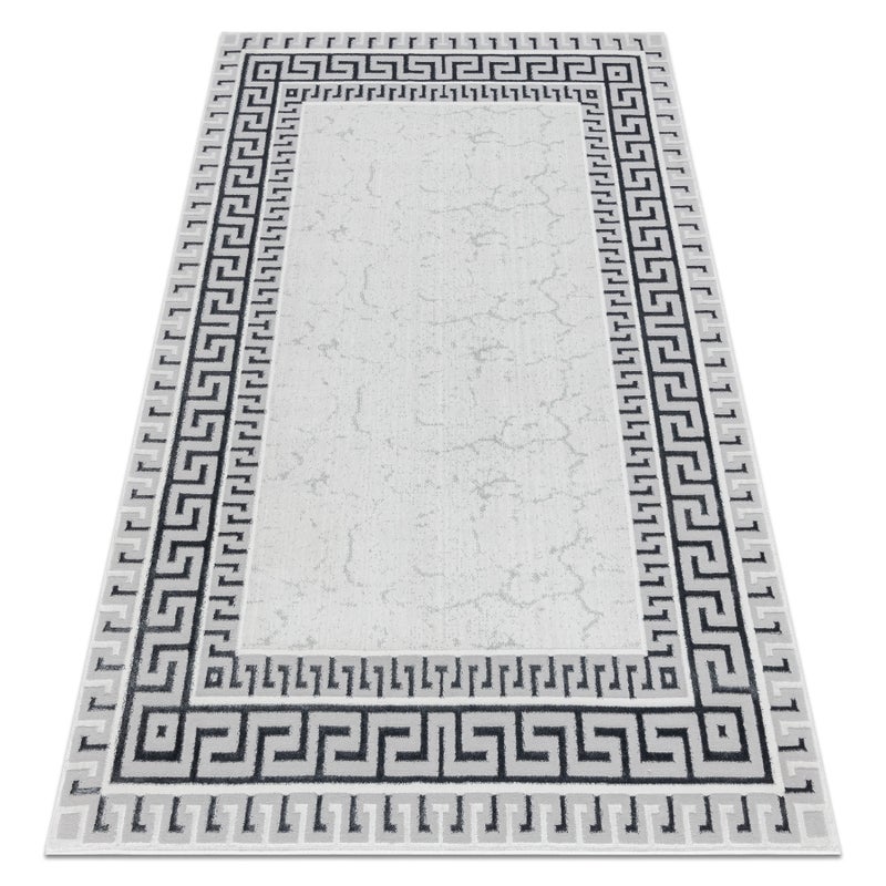 Dywan ALLURE 1960 Grecki klucz, ramka - Strukturalny, stylowy, glamour biały / szary 160x220 cm