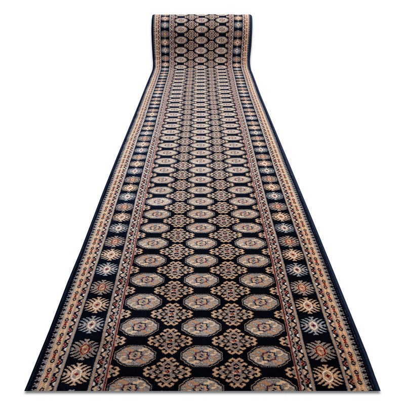 Chodnik NAIN wełniany Rozeta 6177 51011 granat / beż 100cm 100x300 cm