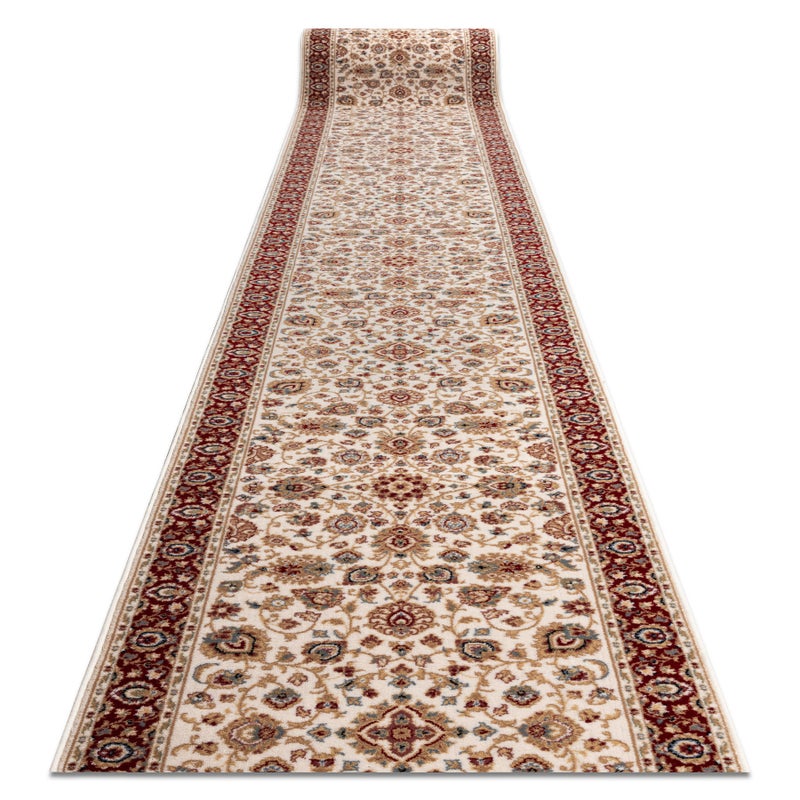 Chodnik NAIN wełniany Ornament, kwiaty 6999 51063 beż / bordo 80cm 80x350 cm