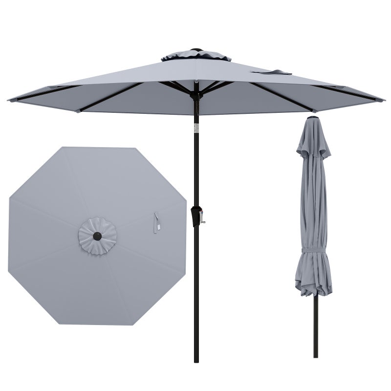 Parasol przeciwsłoneczny 270 cm, parasol ogrodowy z korbą, obustronnie zginany o 35°, parasol balkonowy, do ogrodu, na balkon, taras (kolor szary)