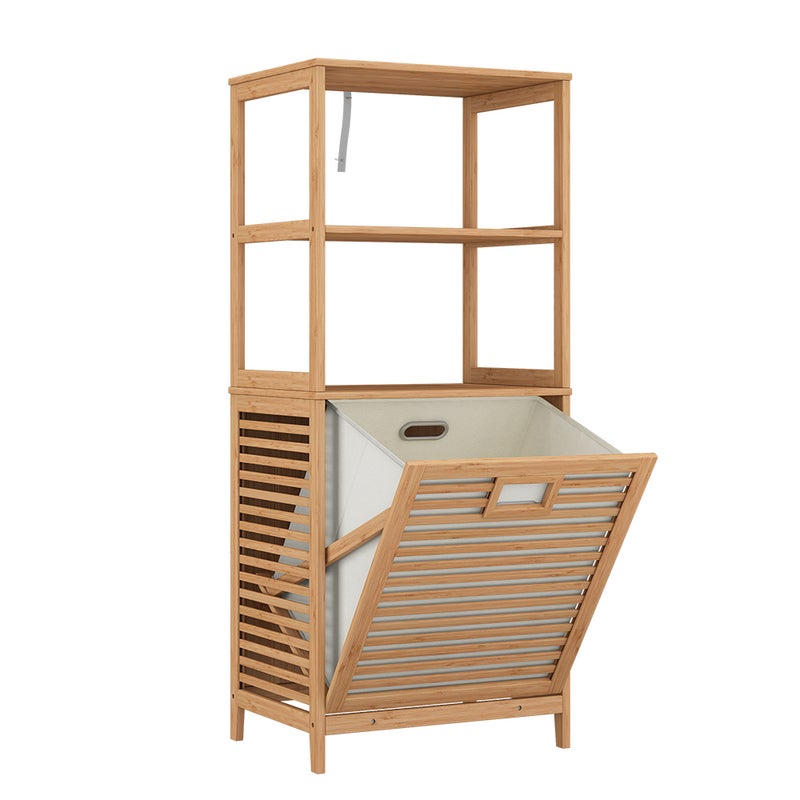 Vicco Szafka łazienkowa Novaro, Bambus, 48.3 x 114 cm z koszem na pranie