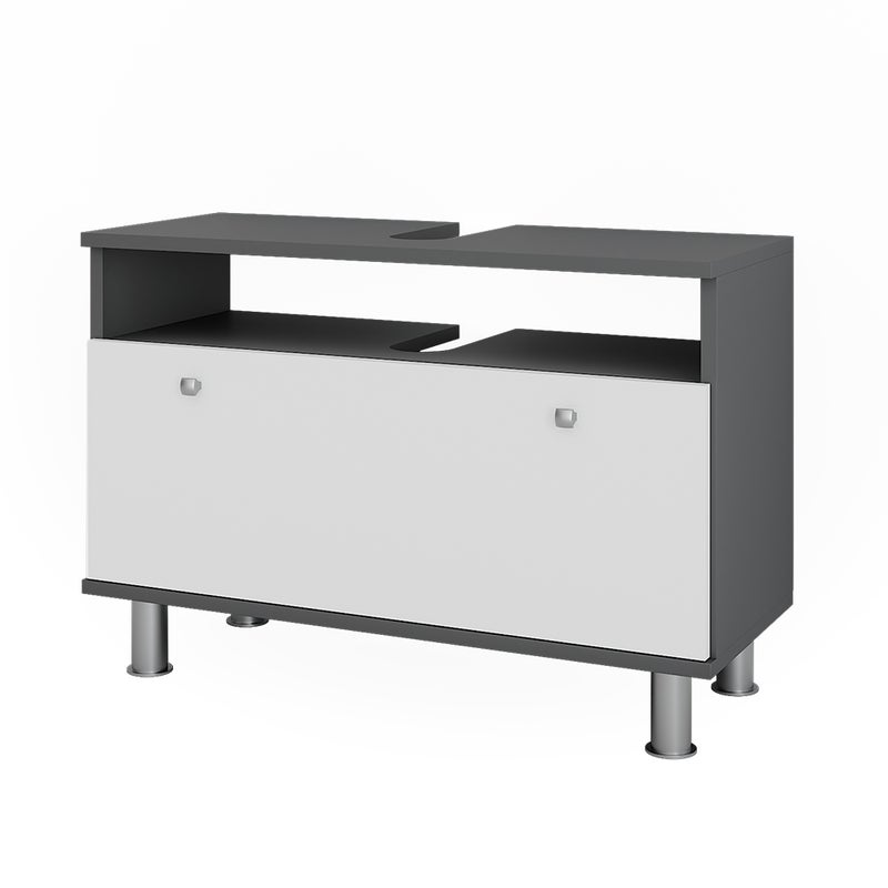 Vicco Szafka pod umywalkę Fynn, Biały wysoki połysk/antracyt, 80.2 x 54 cm z szufladą