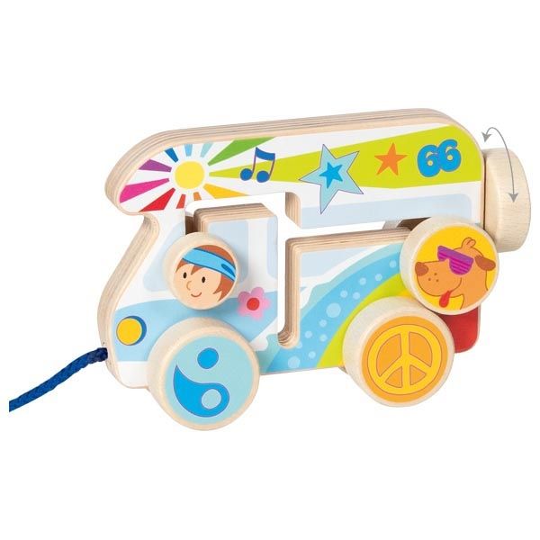 Pojazd drewniany do Ciągnięcia Camper Van - zabawka