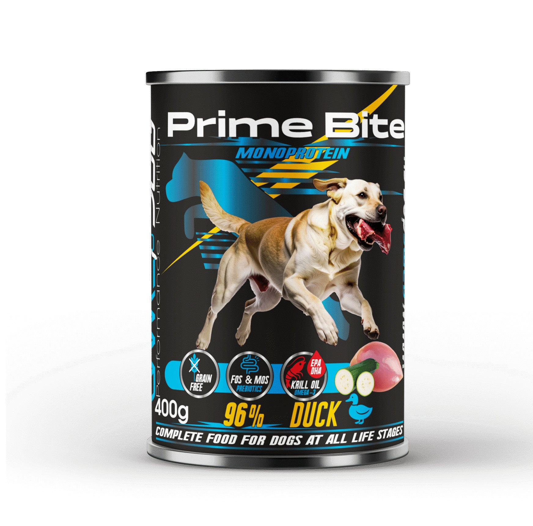 PRIME BITE Monoprotein Kaczka z cukinią - mokra karma dla psa - 400g