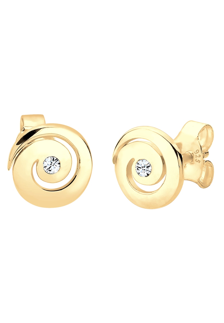 Elli Damskie kolczyki sztyfty Spirala Basic Modern z kryształem w srebrze próby 925 Sterling Silver Kolczyki 1 ct