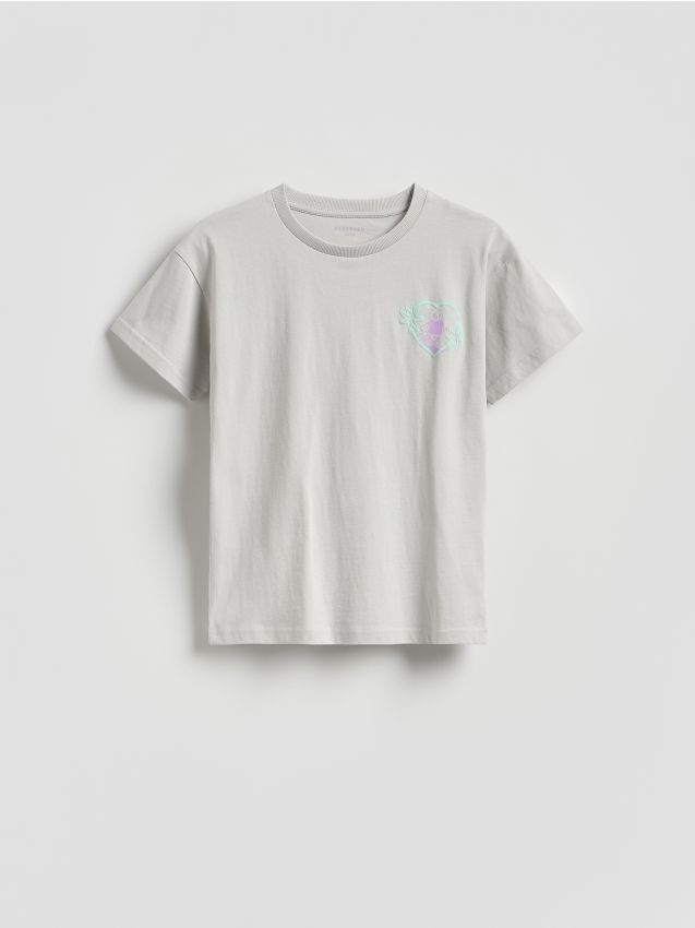 Reserved - T-shirt z nadrukiem na plecach - jasnoszary