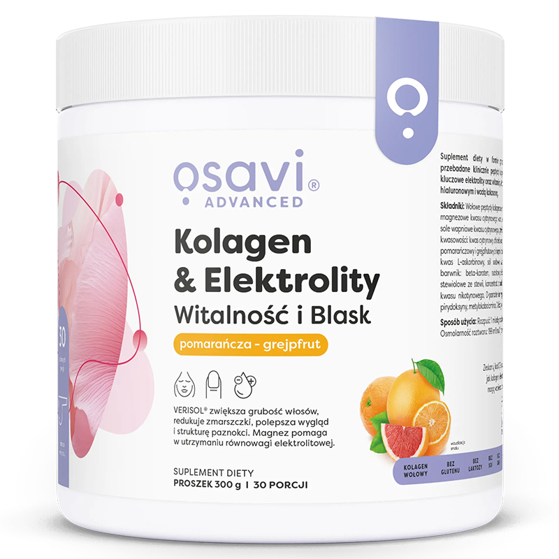 Osavi Advanced Kolagen & Elektrolity Witalność i Blask, smak pomarańcza-grejpfrut, 300 g