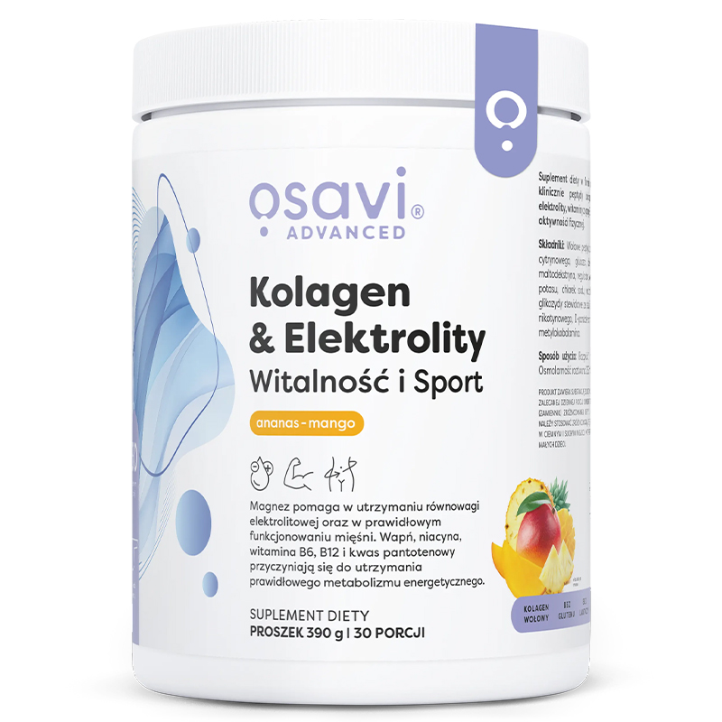 Osavi Advanced Kolagen & Elektrolity Witalność i Sport, smak ananas-mango, 390 g