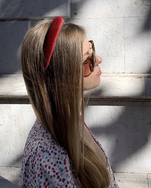 Bordowa welurowa opaska na gąbce Wine