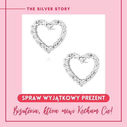 Kolczyki srebro 925 serce cyrkonie