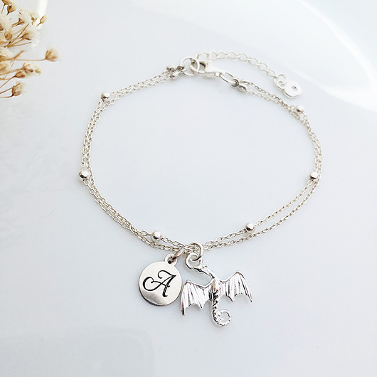 Bransoletka ze smokiem, srebrny smok