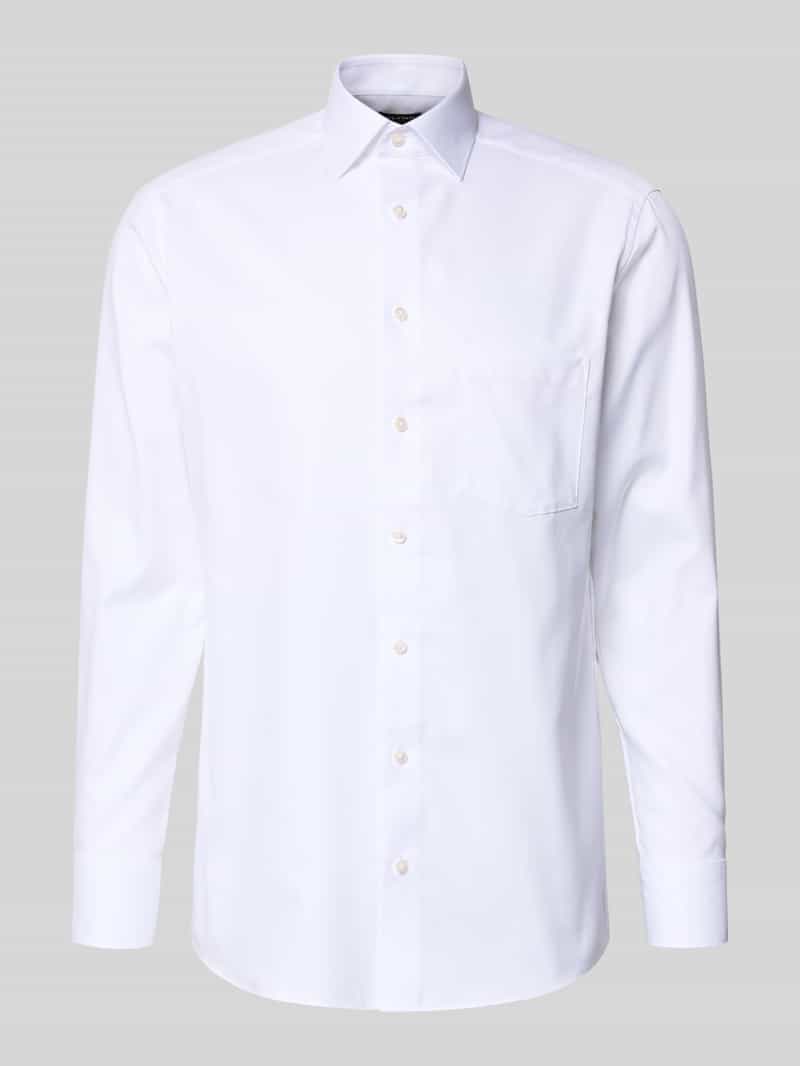 Koszula biznesowa o kroju regular fit z fakturowanym wzorem i kołnierzykiem typu kent