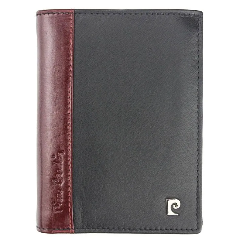 Ekskluzywny portfel skórzany Pierre Cardin – czarny/czerwony, pionowy, duży