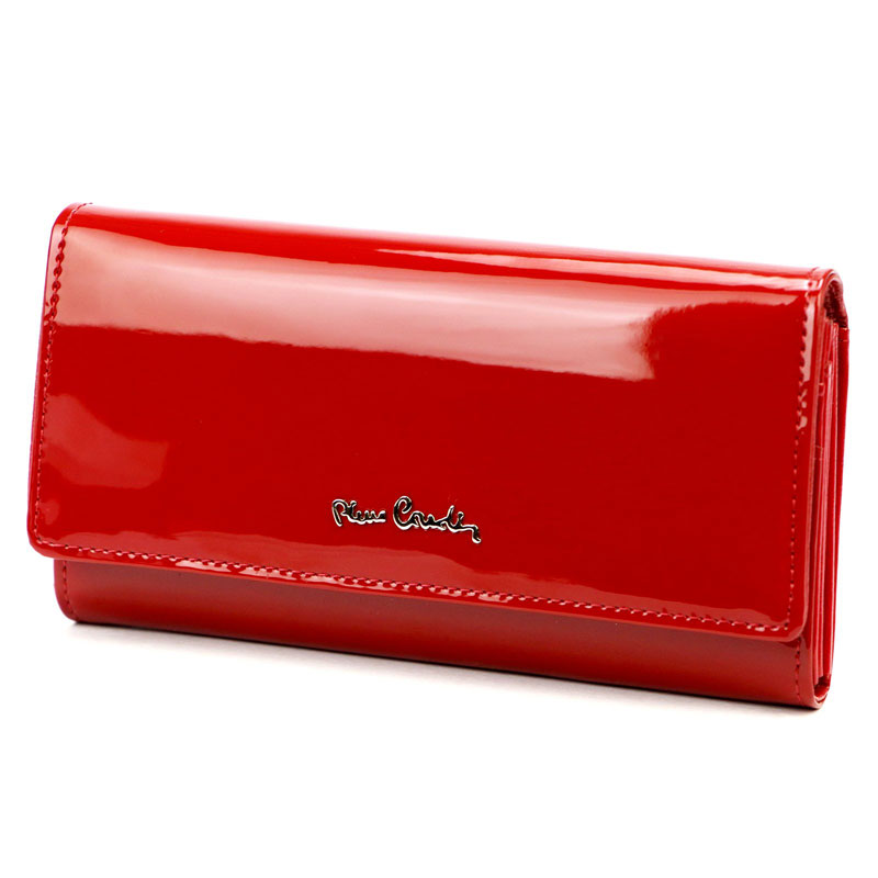 Skórzany portfel damski Pierre Cardin 07 SHINY 100 – czerwony z RFID