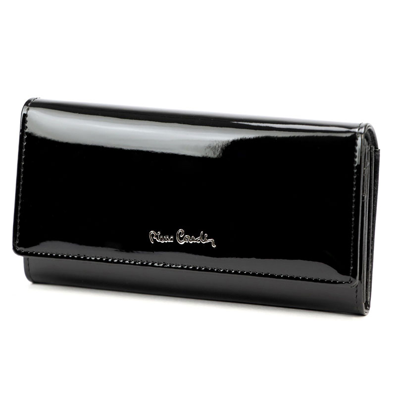 Skórzany portfel damski Pierre Cardin 07 SHINY 100 – czarny z RFID