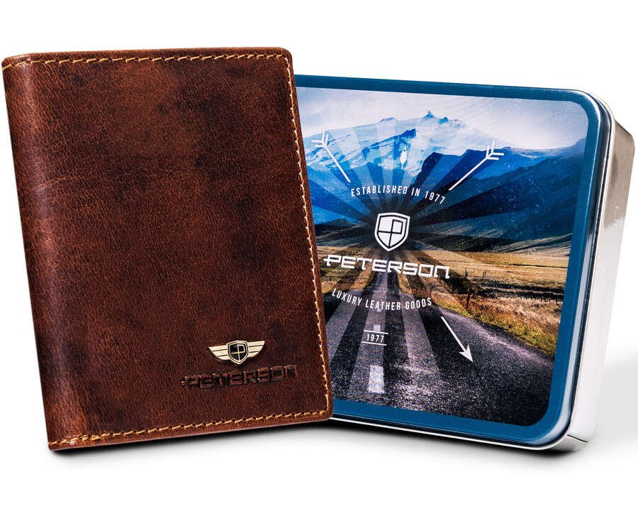 PETERSON PTN WL-0904-COM skórzany portfel męski cognac RFID WL-0904-COM