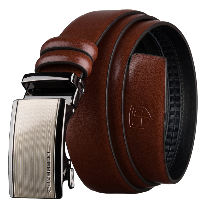 Brązowy pasek męski skórzany z automatyczną klamrą – Peterson MP-36300 A020-AB